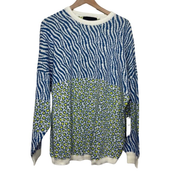 SPIRIT JERSEY | NWT Crew Neck Neon Leopard Print New York Sweater | Size XS & S - Picture 2 of 13